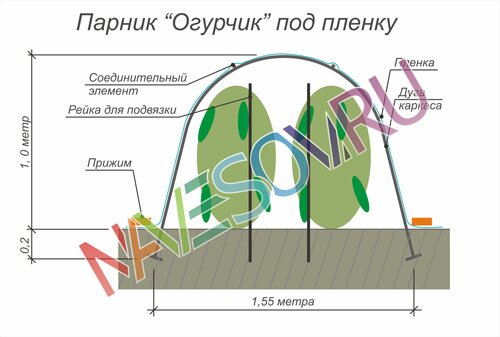 Схема устройства каркаса под пленку